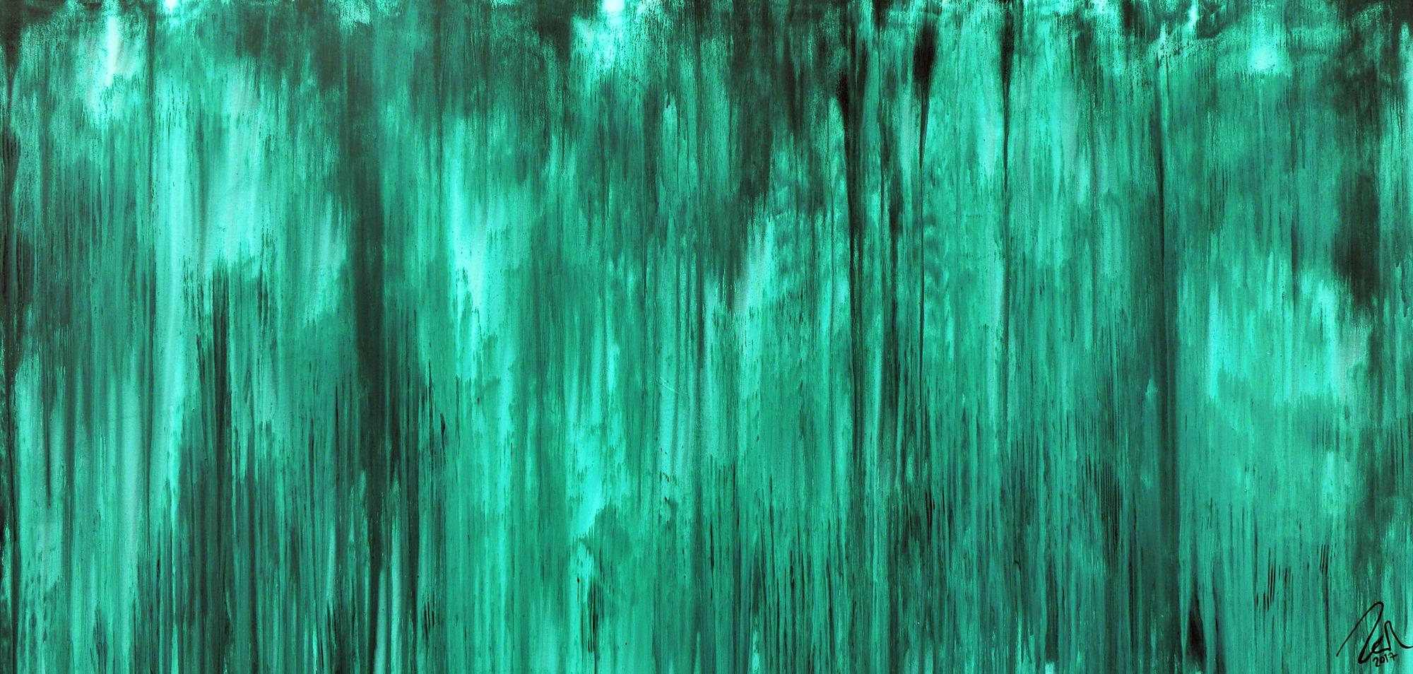 Abstraktes Acrylbild Vintage-Look Shabby-Chick Style in türkis 