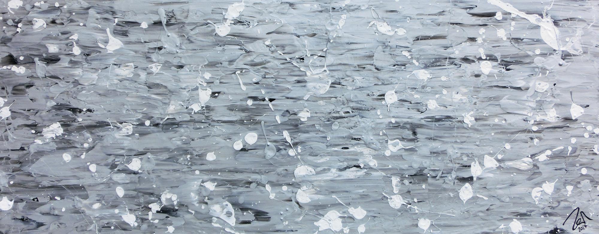 Abstraktes Acrylbild in silber mit Spachteltechnik