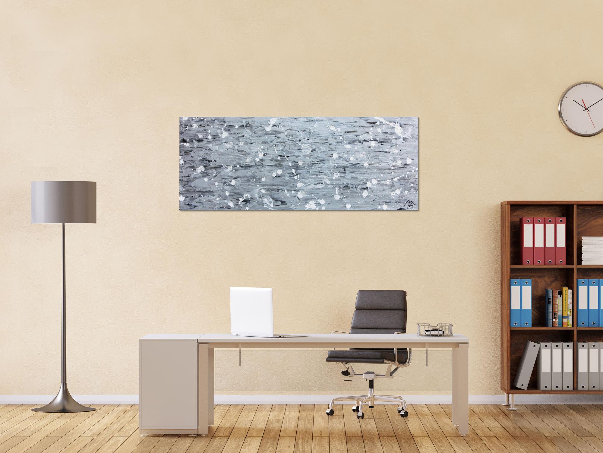 Abstraktes Acrylbild in silber mit Spachteltechnik