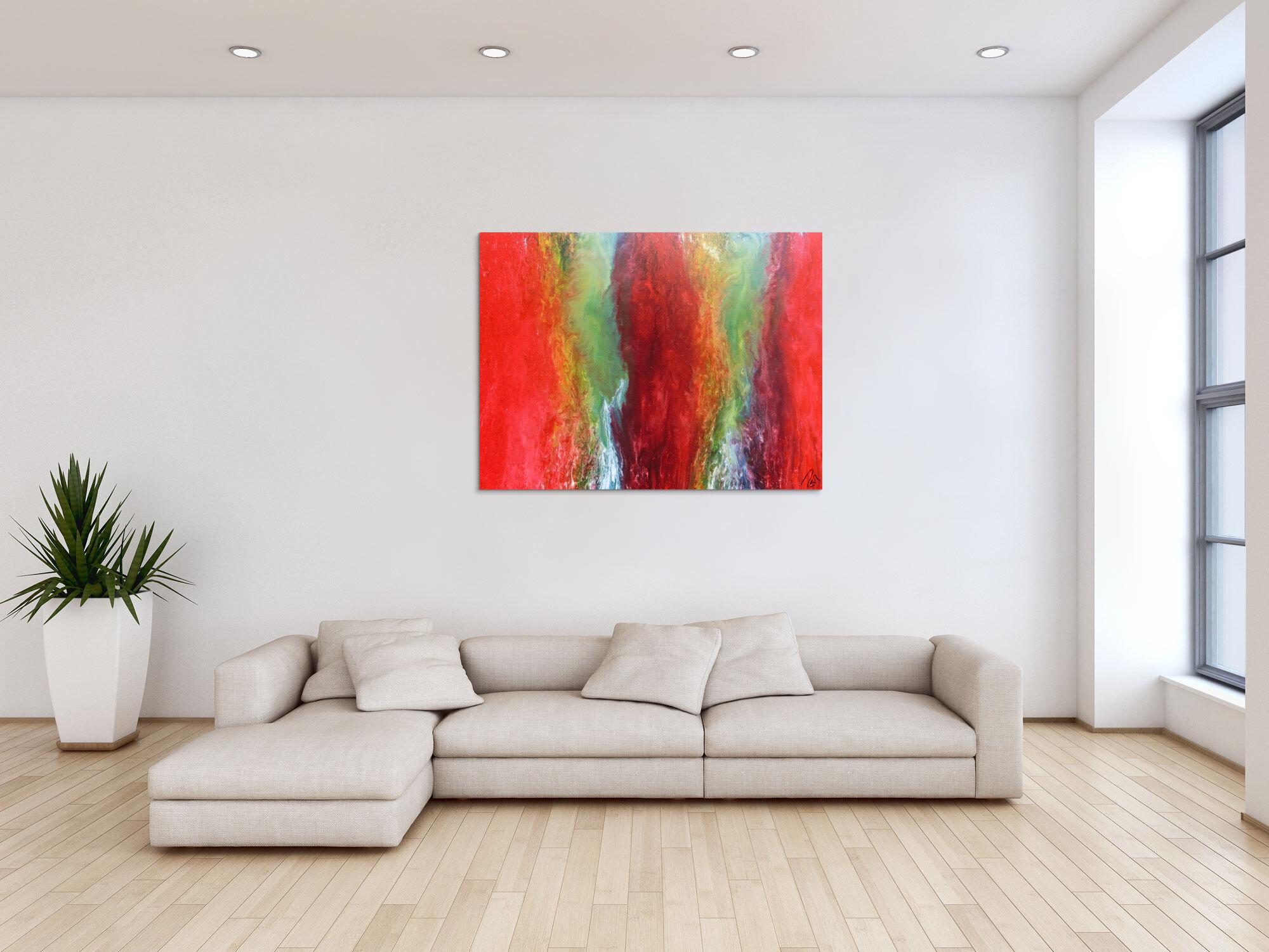 Abstraktes Acrylbild in Fließtechnik Fluidpainting sehr bunt