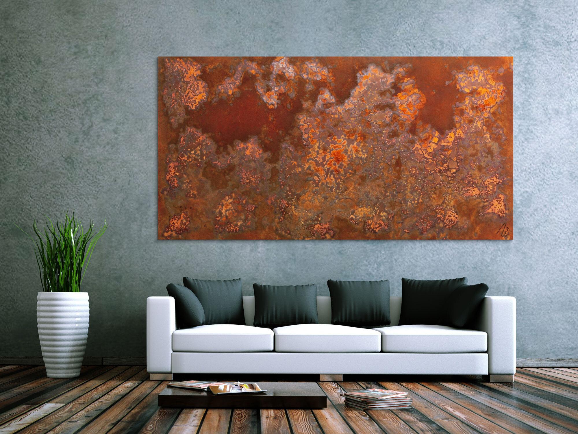 Abstraktes Bild aus echtem Rost in XXXL sehr groß und modern braune Farben