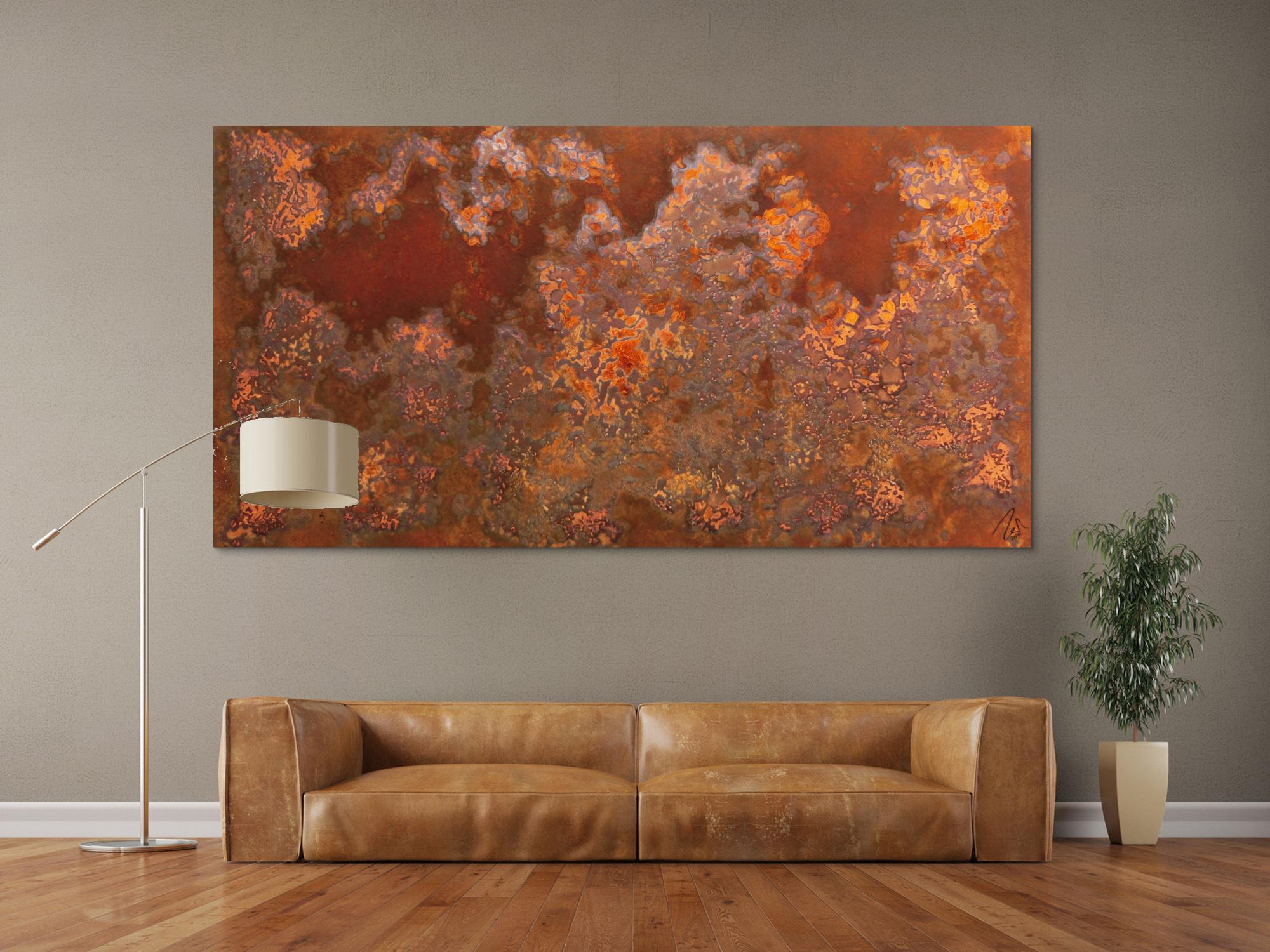 Abstraktes Bild aus echtem Rost in XXXL sehr groß und modern braune Farben