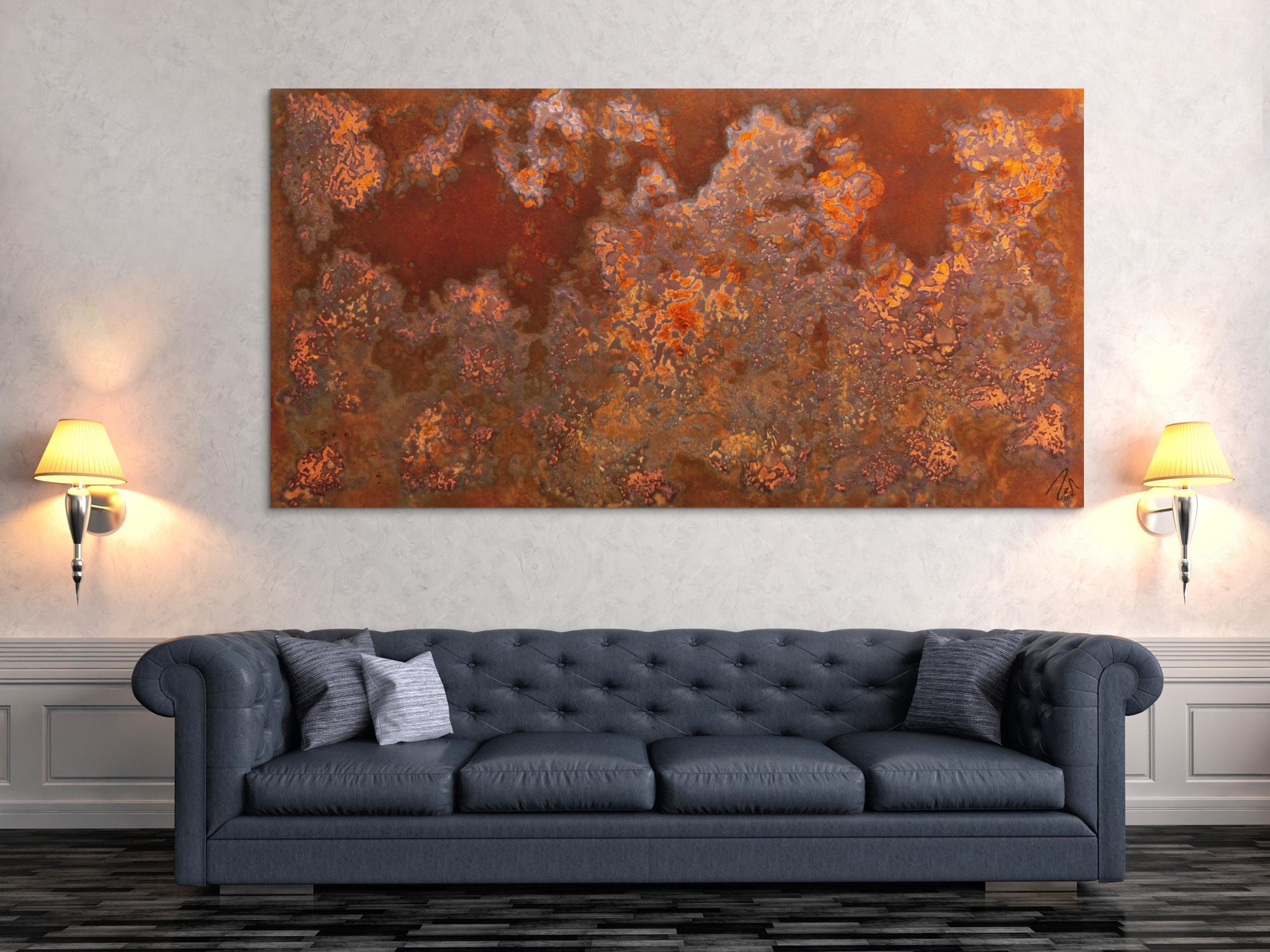 Abstraktes Bild aus echtem Rost in XXXL sehr groß und modern braune Farben