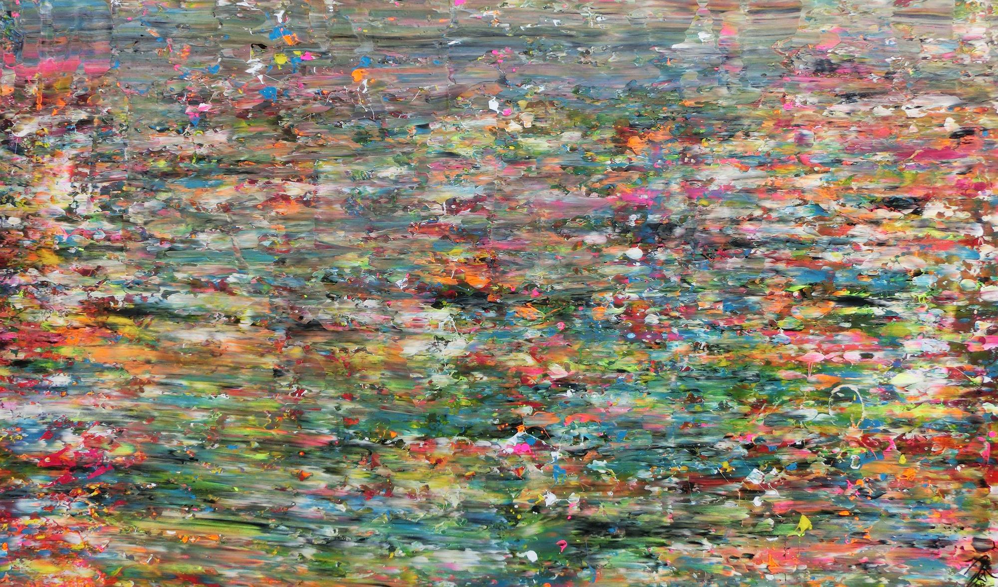Abstraktes Acrylbild sehr bunt in Spachteltechnik sehr groß und modern