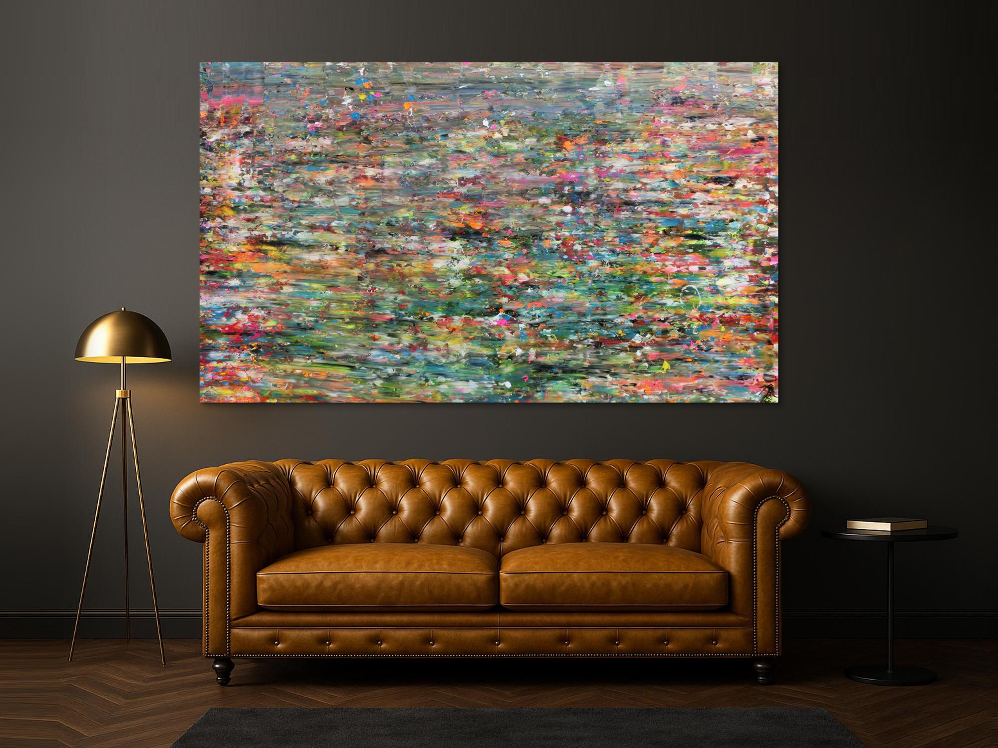 Abstraktes Acrylbild sehr bunt in Spachteltechnik sehr groß und modern