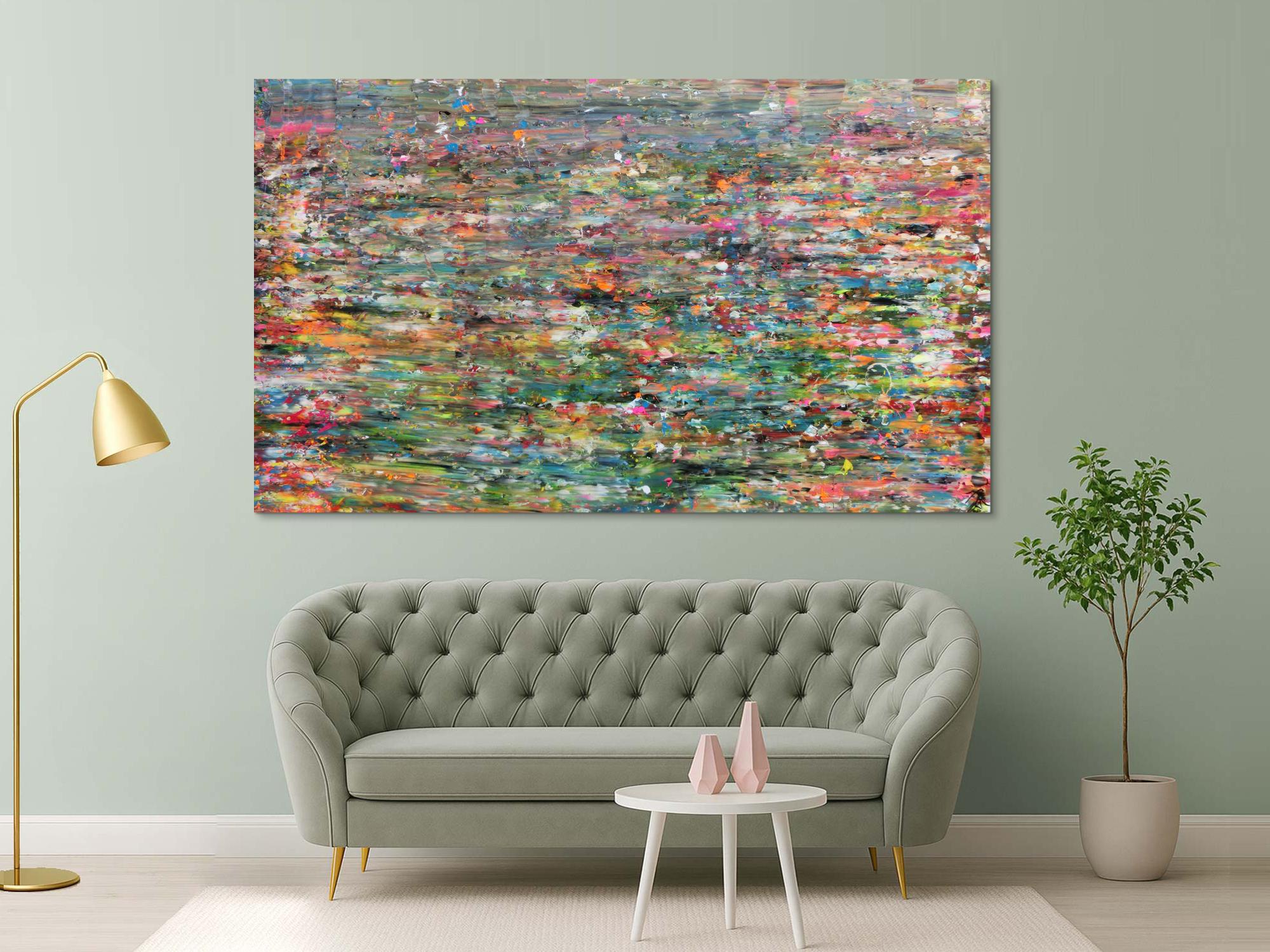 Abstraktes Acrylbild sehr bunt in Spachteltechnik sehr groß und modern