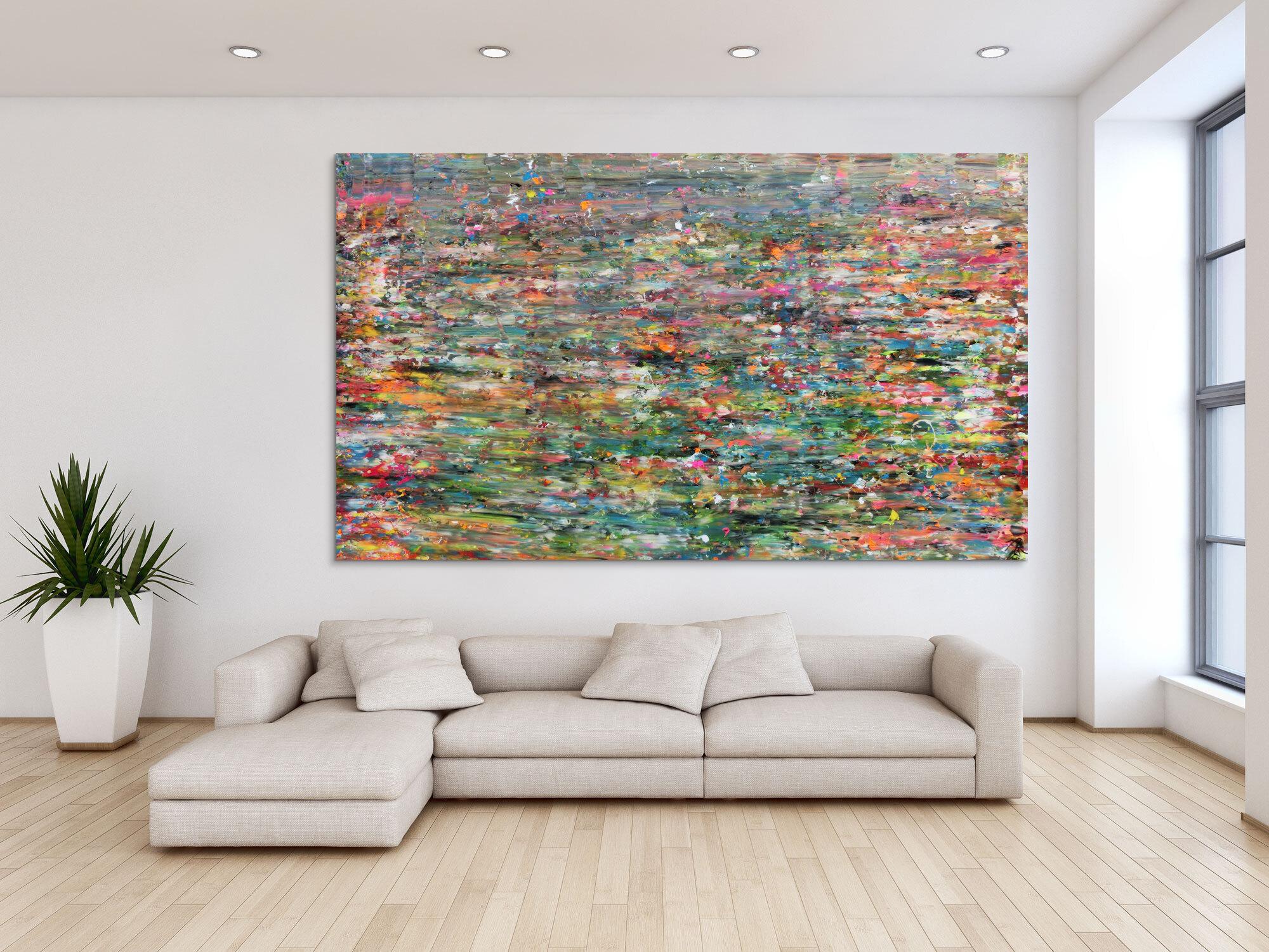 Abstraktes Acrylbild sehr bunt in Spachteltechnik sehr groß und modern