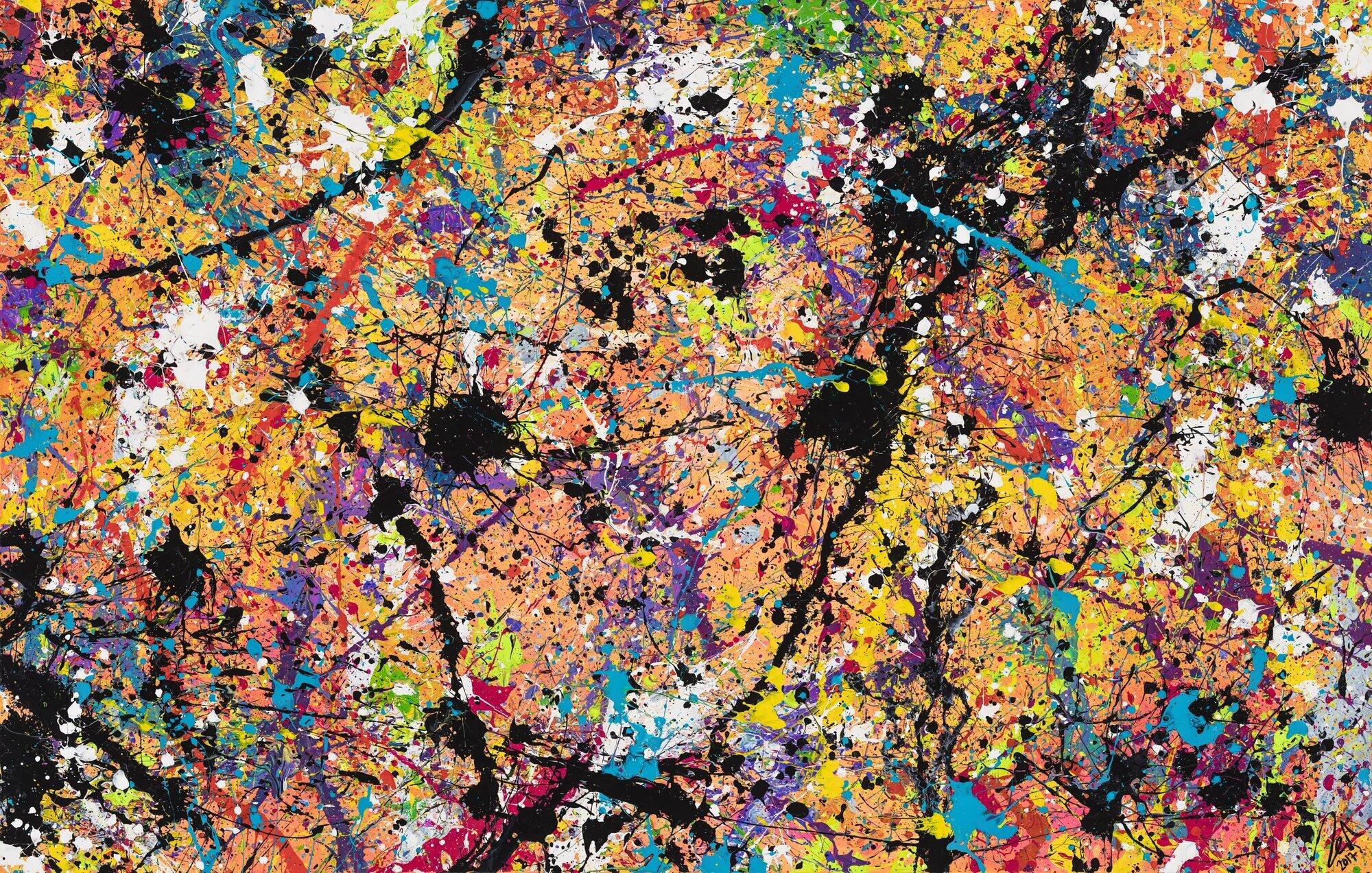 Original Gemälde abstrakt 140x220cm Action Painting expressionistisch handgemalt Mischtechnik braun schwarz beige Unikat