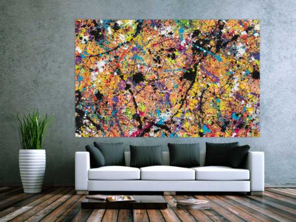 Original Gemälde abstrakt 140x220cm Action Painting expressionistisch handgemalt Mischtechnik braun schwarz beige Unikat