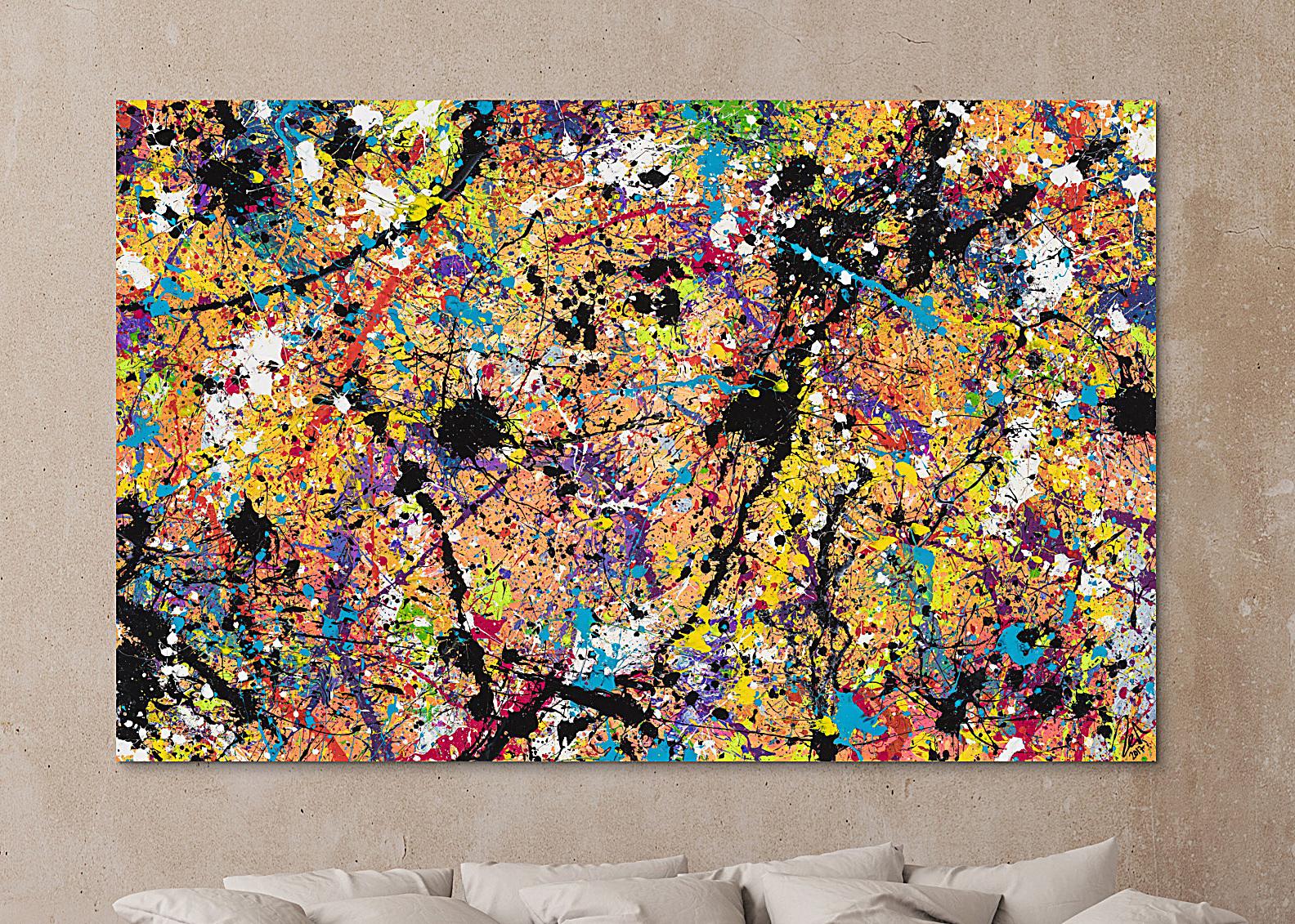 Original Gemälde abstrakt 140x220cm Action Painting expressionistisch handgemalt Mischtechnik braun schwarz beige Unikat