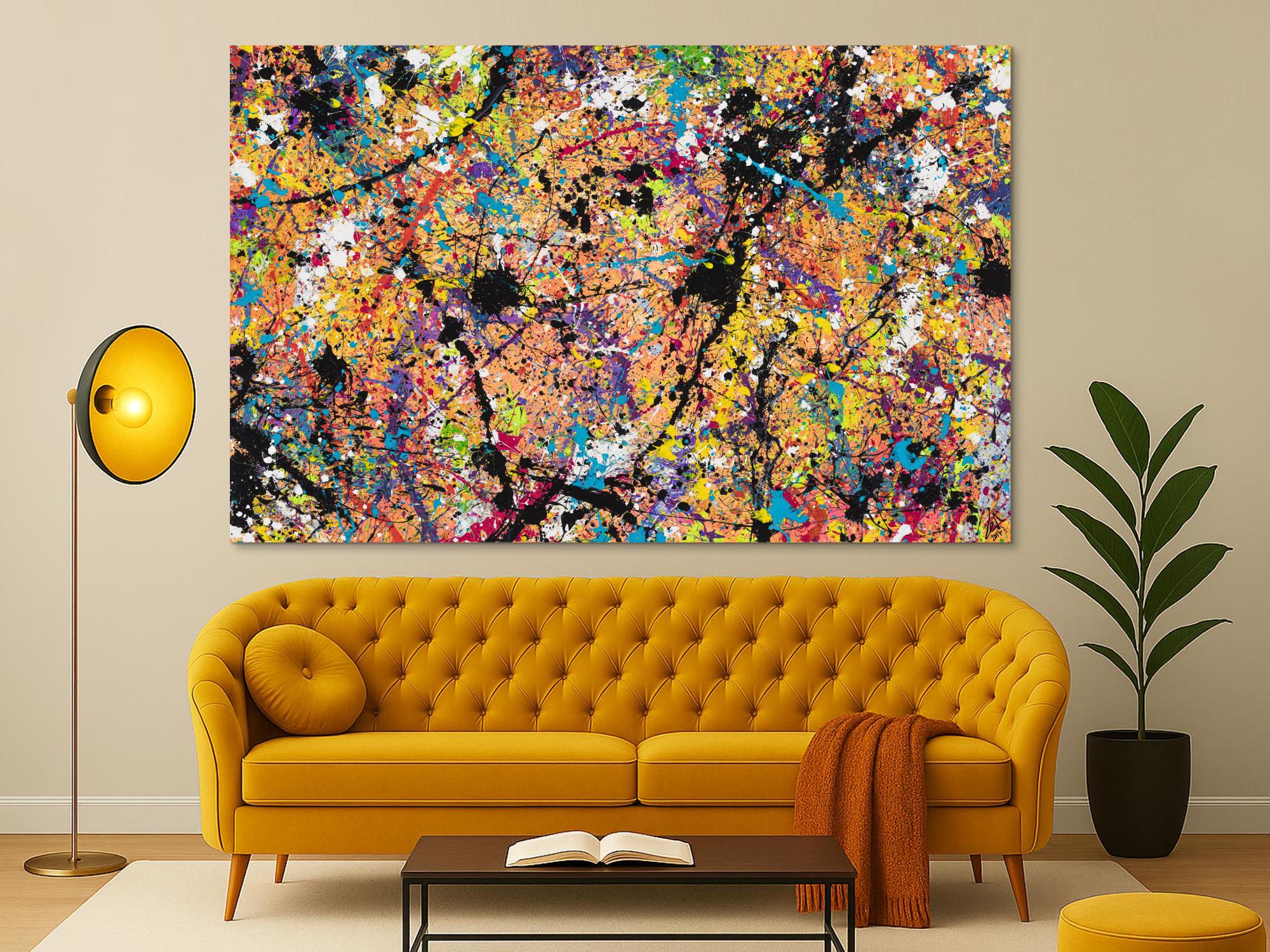 Original Gemälde abstrakt 140x220cm Action Painting expressionistisch handgemalt Mischtechnik braun schwarz beige Unikat