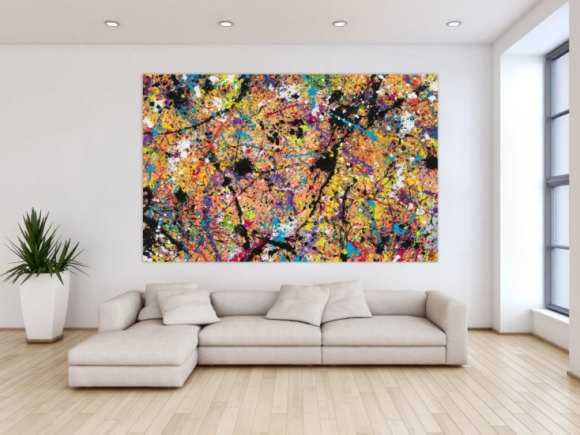 Original Gemälde abstrakt 140x220cm Action Painting expressionistisch handgemalt Mischtechnik braun schwarz beige Unikat