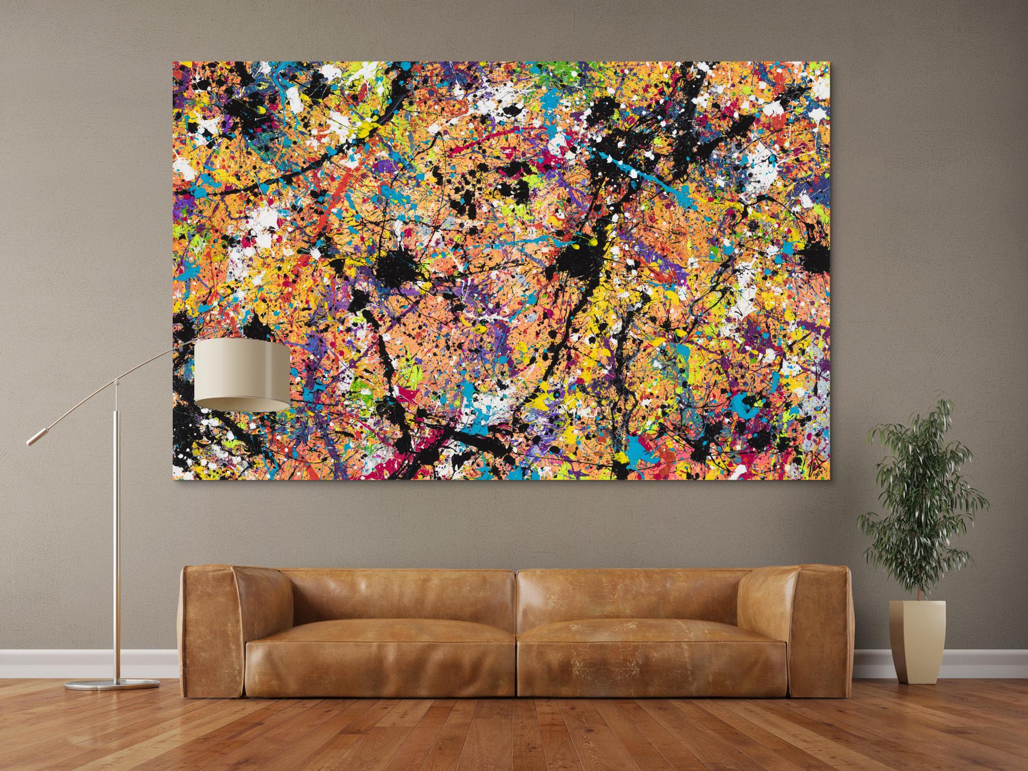 Original Gemälde abstrakt 140x220cm Action Painting expressionistisch handgemalt Mischtechnik braun schwarz beige Unikat