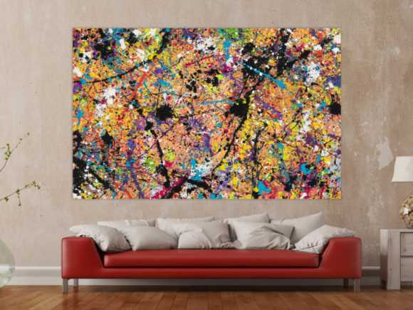 Original Gemälde abstrakt 140x220cm Action Painting expressionistisch handgemalt Mischtechnik braun schwarz beige Unikat