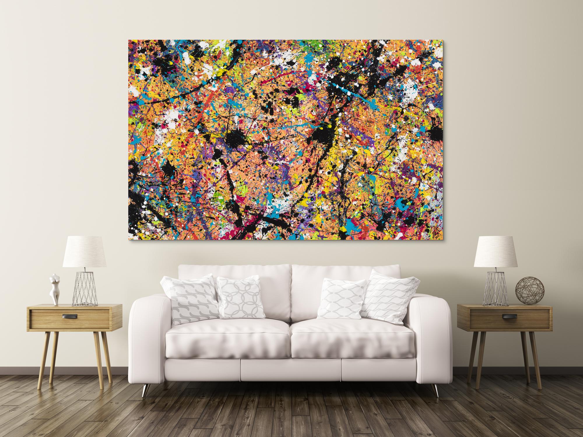 Original Gemälde abstrakt 140x220cm Action Painting expressionistisch handgemalt Mischtechnik braun schwarz beige Unikat