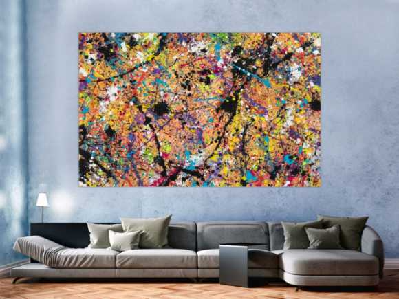 Original Gemälde abstrakt 140x220cm Action Painting expressionistisch handgemalt Mischtechnik braun schwarz beige Unikat