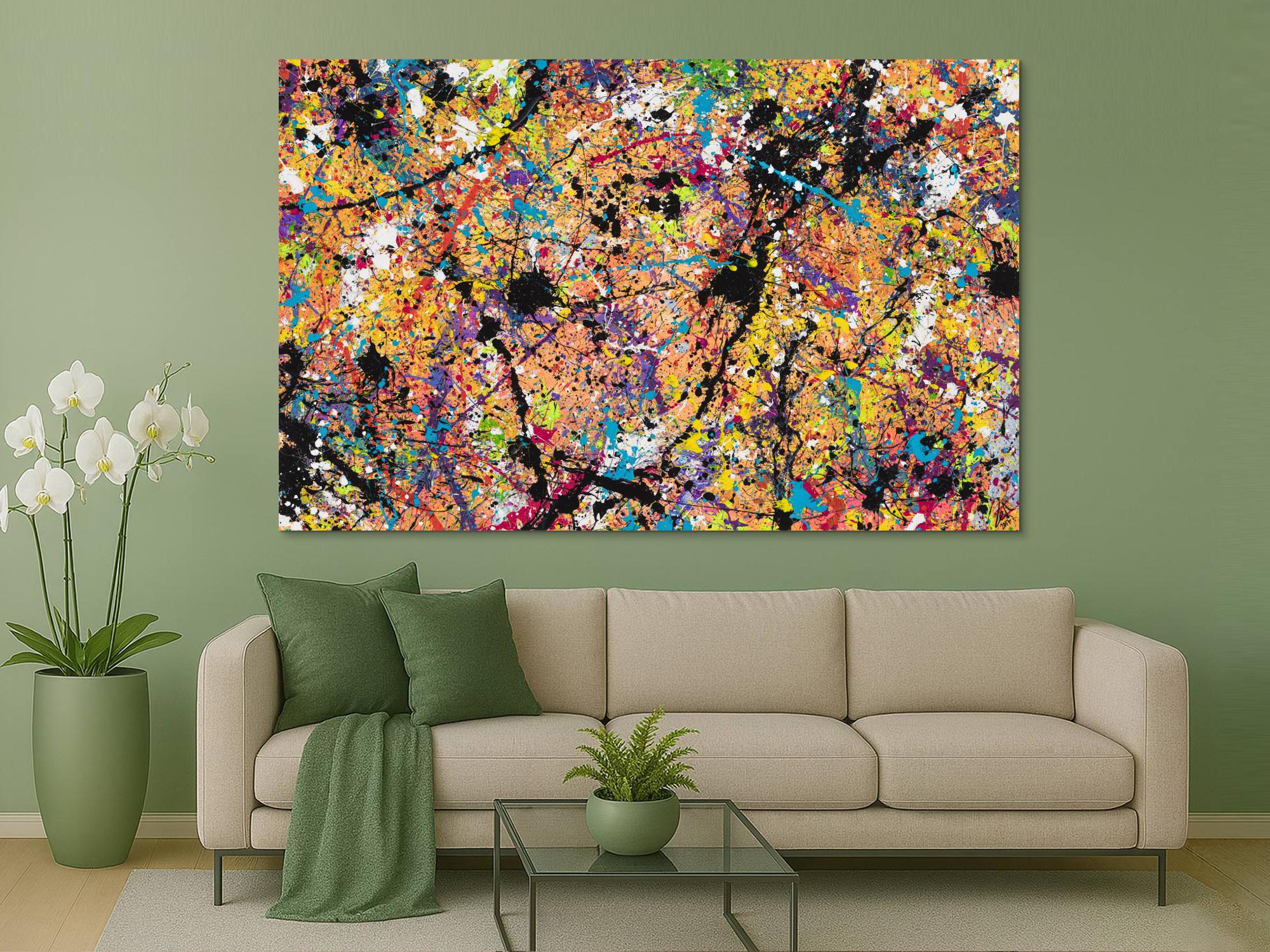 Original Gemälde abstrakt 140x220cm Action Painting expressionistisch handgemalt Mischtechnik braun schwarz beige Unikat