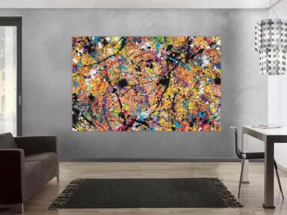 Original Gemälde abstrakt 140x220cm Action Painting expressionistisch handgemalt Mischtechnik braun schwarz beige Unikat