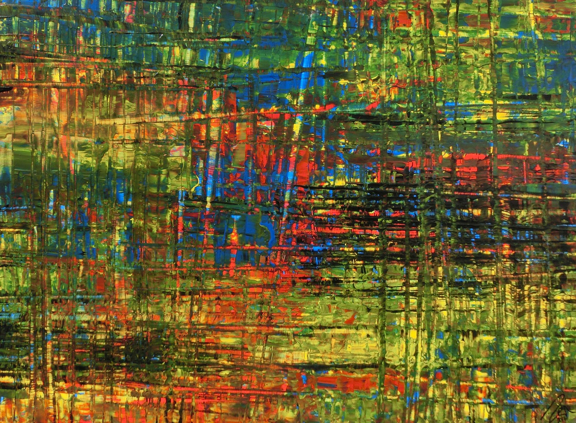 Abstraktes Acrylbild in Spachteltechnik sehr modern und bunt