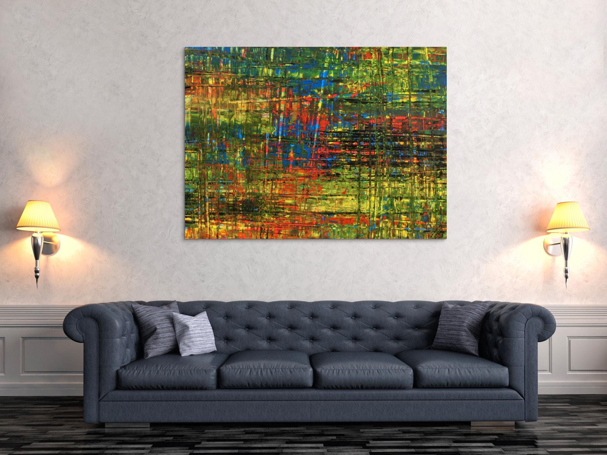 Abstraktes Acrylbild in Spachteltechnik sehr modern und bunt