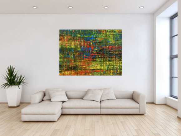 Abstraktes Acrylbild in Spachteltechnik sehr modern und bunt