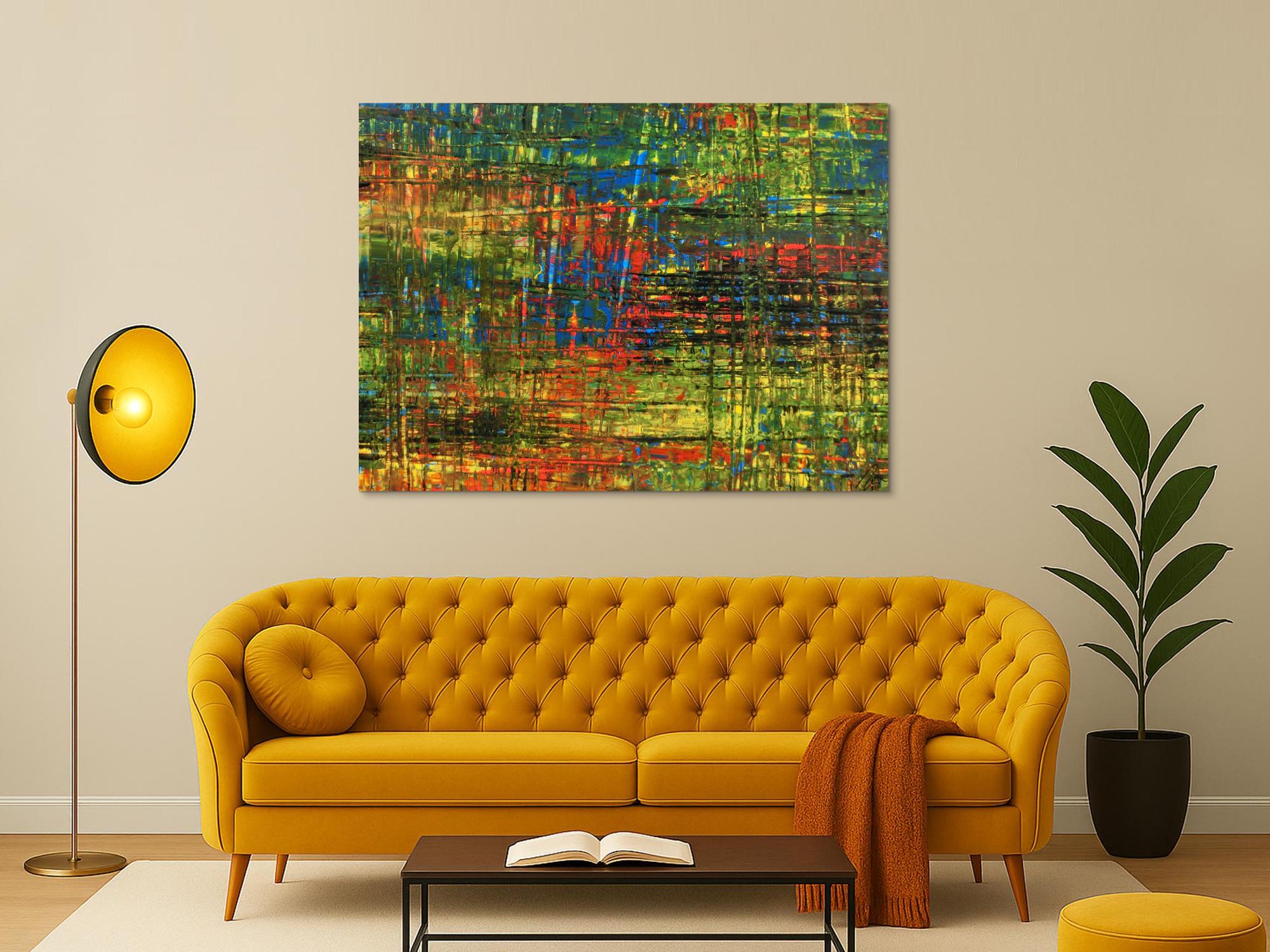 Abstraktes Acrylbild in Spachteltechnik sehr modern und bunt