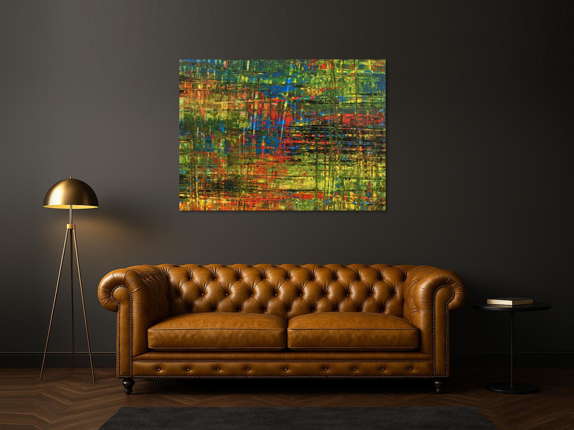 Abstraktes Acrylbild in Spachteltechnik sehr modern und bunt