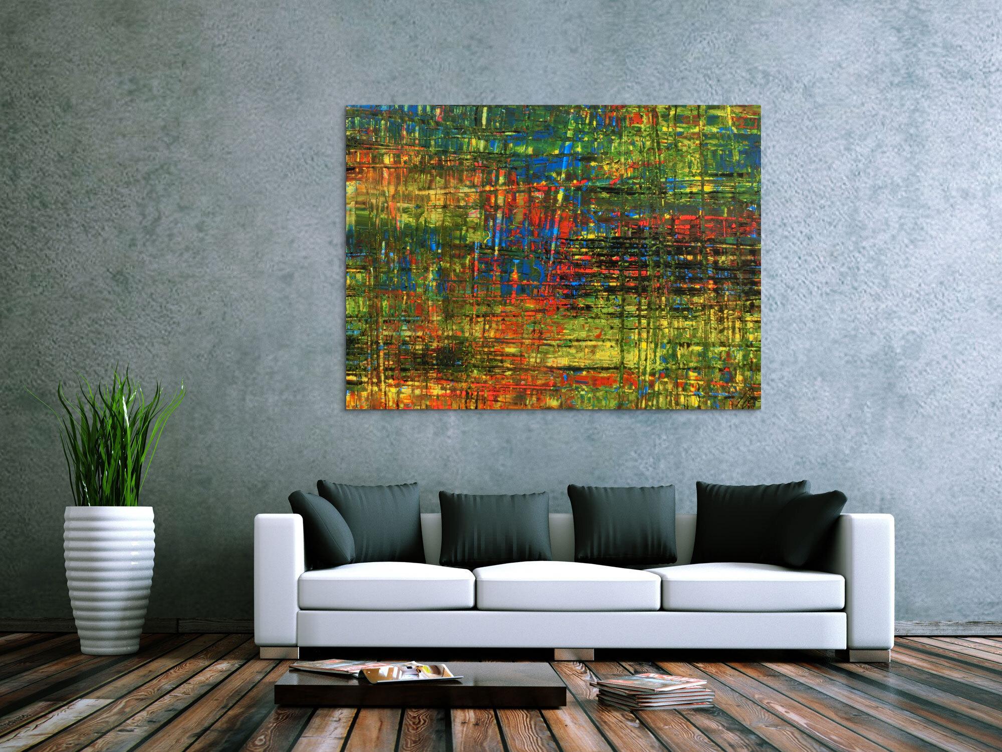 Abstraktes Acrylbild in Spachteltechnik sehr modern und bunt