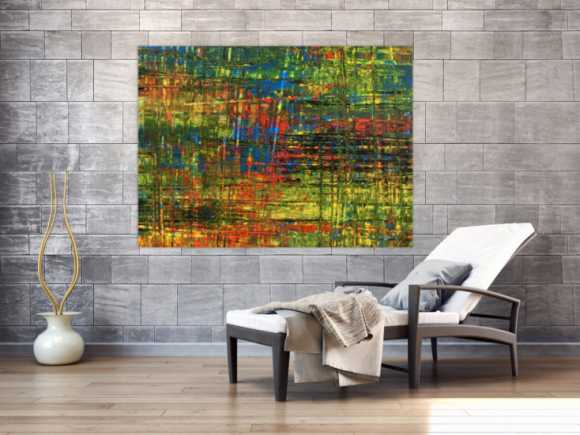 Abstraktes Acrylbild in Spachteltechnik sehr modern und bunt