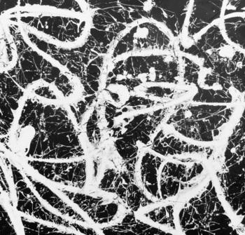 Abstraktes Acrylbild quadratisch in schwarz weiß minimalistisch Actionpainting