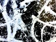 Detailaufnahme Abstraktes Acrylbild quadratisch in schwarz weiß minimalistisch Actionpainting