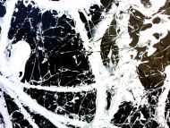 Detailaufnahme Abstraktes Acrylbild quadratisch in schwarz weiß minimalistisch Actionpainting