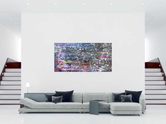 Buntes abstraktes Acrylbild in Spachteltechnik und weißen Flecken sehr modern