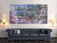 Buntes abstraktes Acrylbild in Spachteltechnik und weißen Flecken sehr modern
