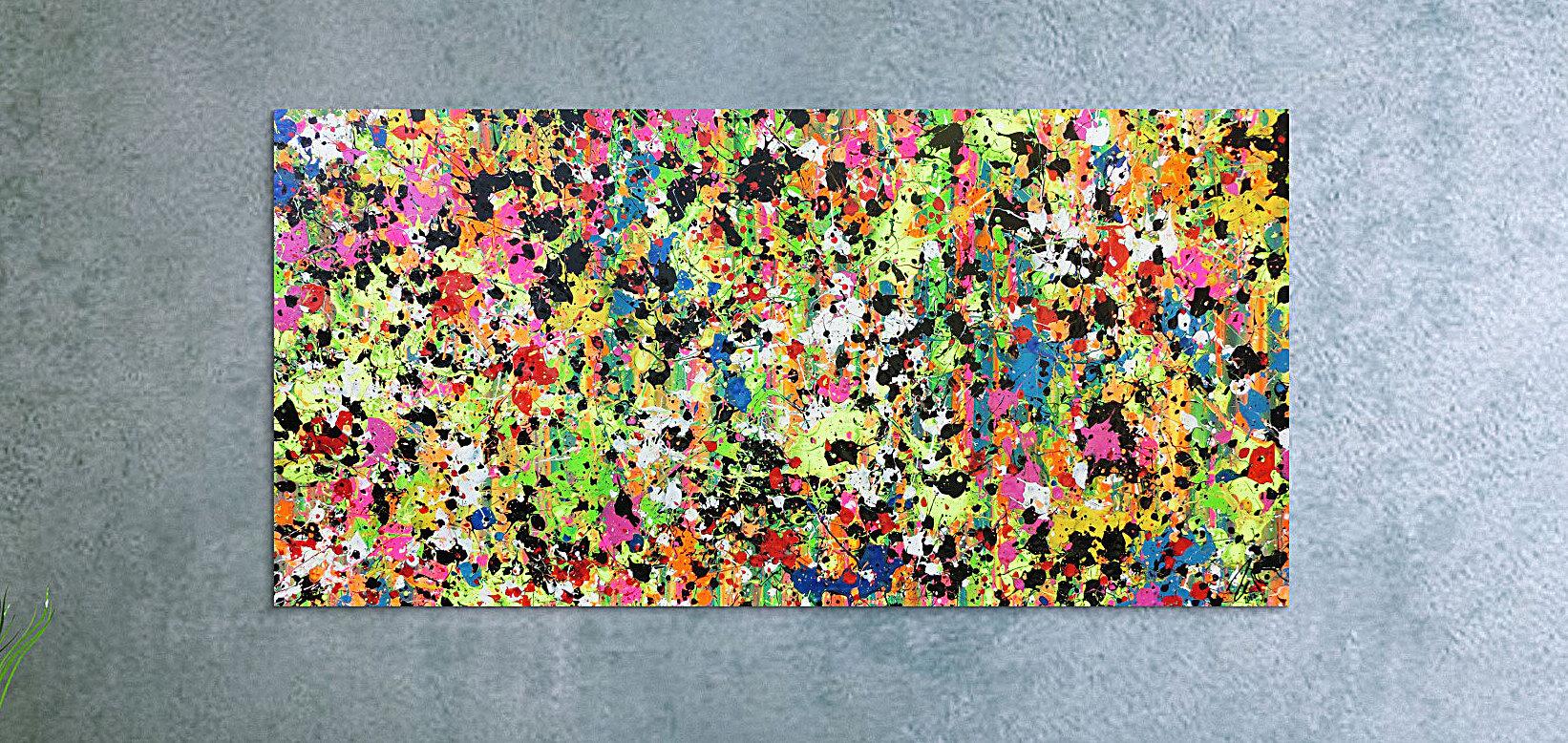 Abstraktes Kunstwerk in Rot und Orange