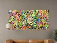 Sehr buntes abstraktes Acrylbild bunte flecken in Neonfarben sehr ausgefallen