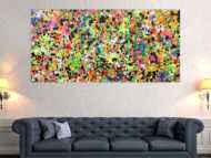 Sehr buntes abstraktes Acrylbild bunte flecken in Neonfarben sehr ausgefallen