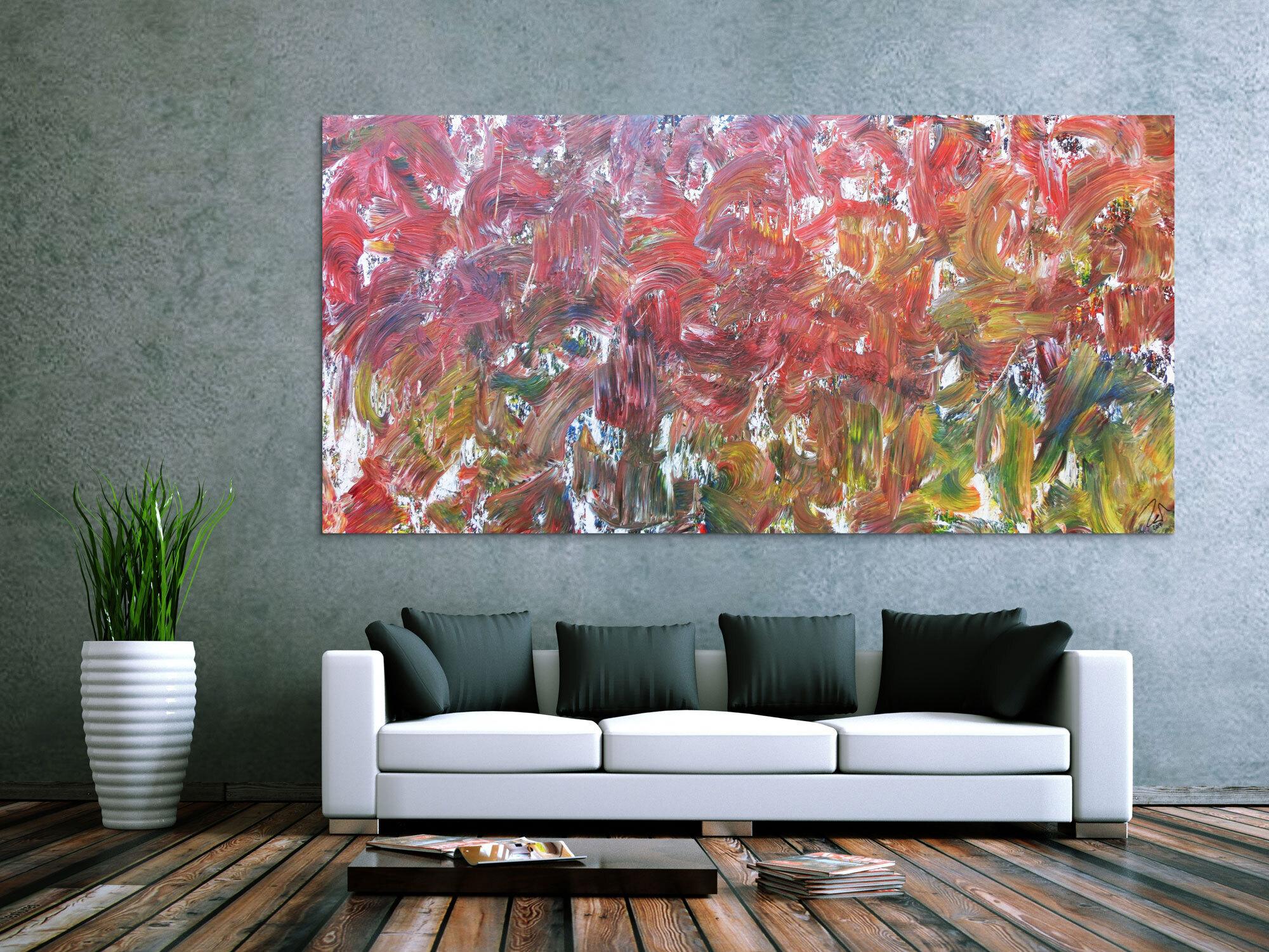Sehr buntes abstraktes Acrylbild viele bunte Farben sehr modern