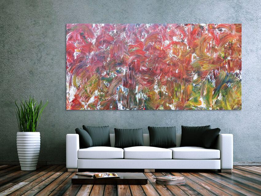 Sehr buntes abstraktes Acrylbild viele bunte Farben sehr modern