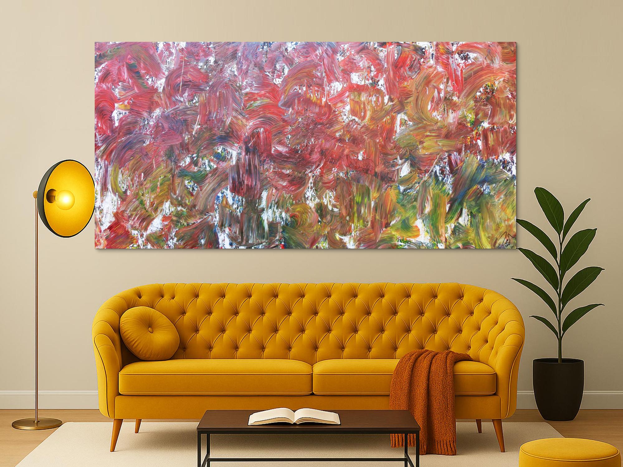 Sehr buntes abstraktes Acrylbild viele bunte Farben sehr modern