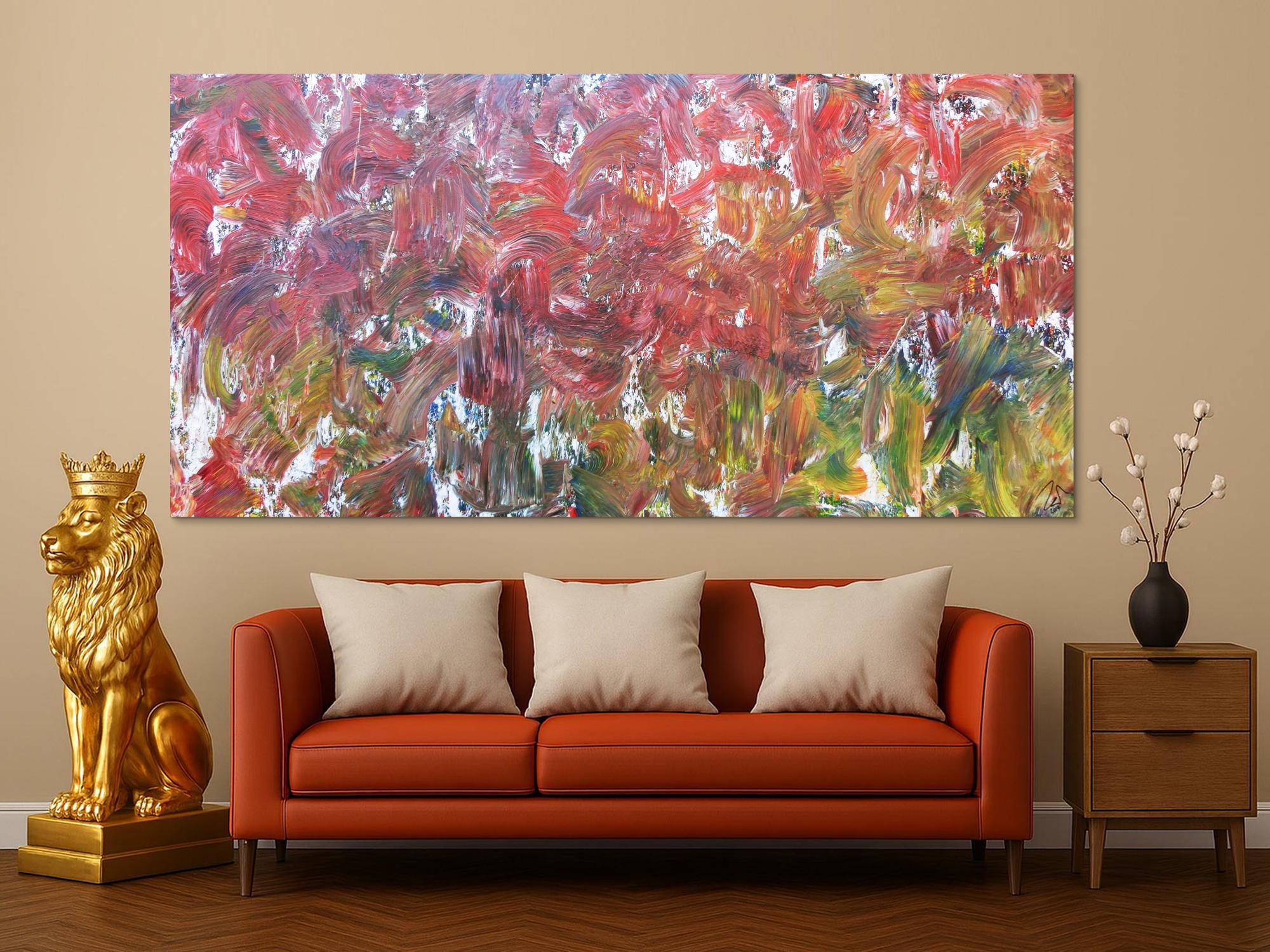 Sehr buntes abstraktes Acrylbild viele bunte Farben sehr modern