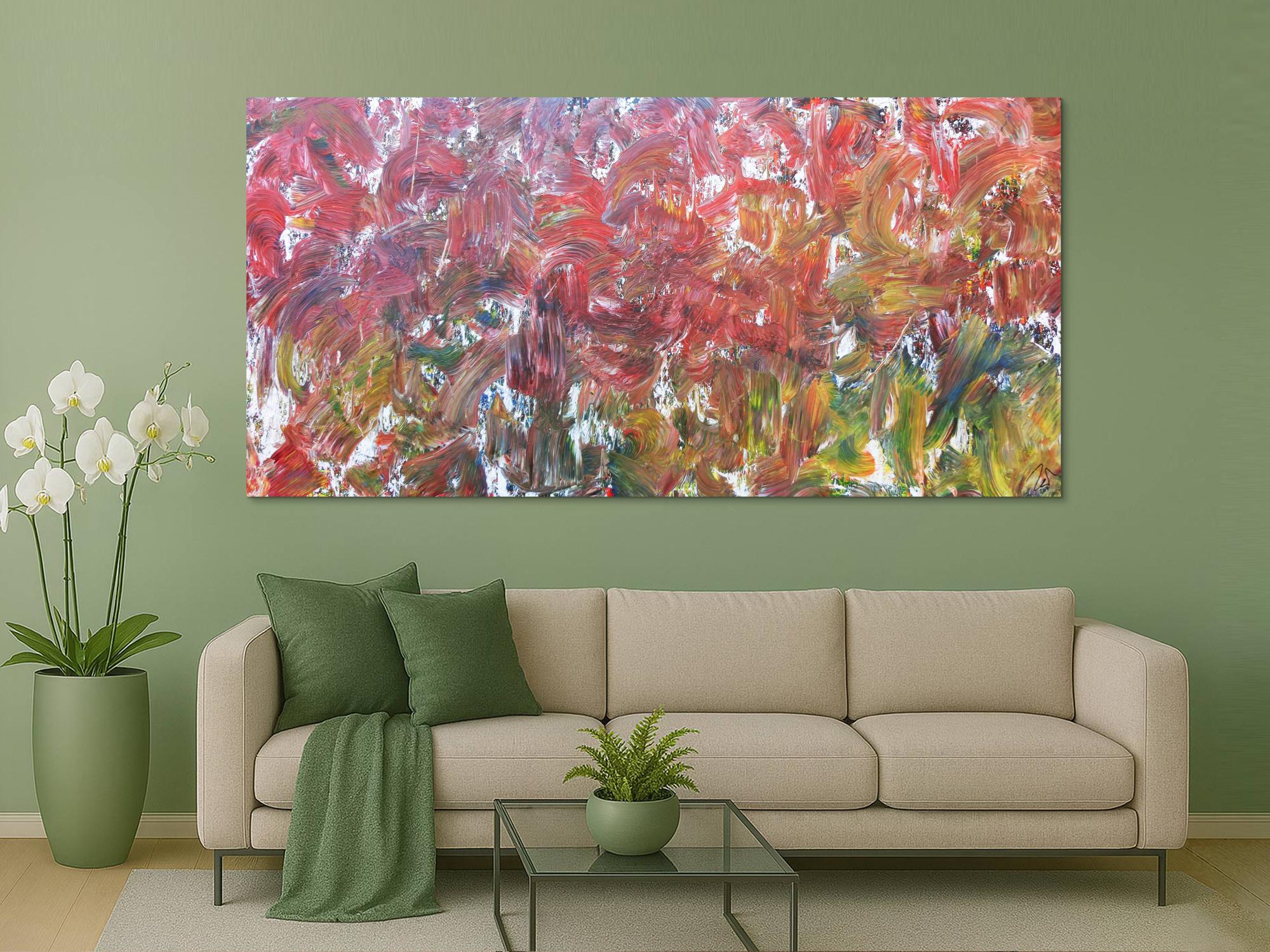 Sehr buntes abstraktes Acrylbild viele bunte Farben sehr modern