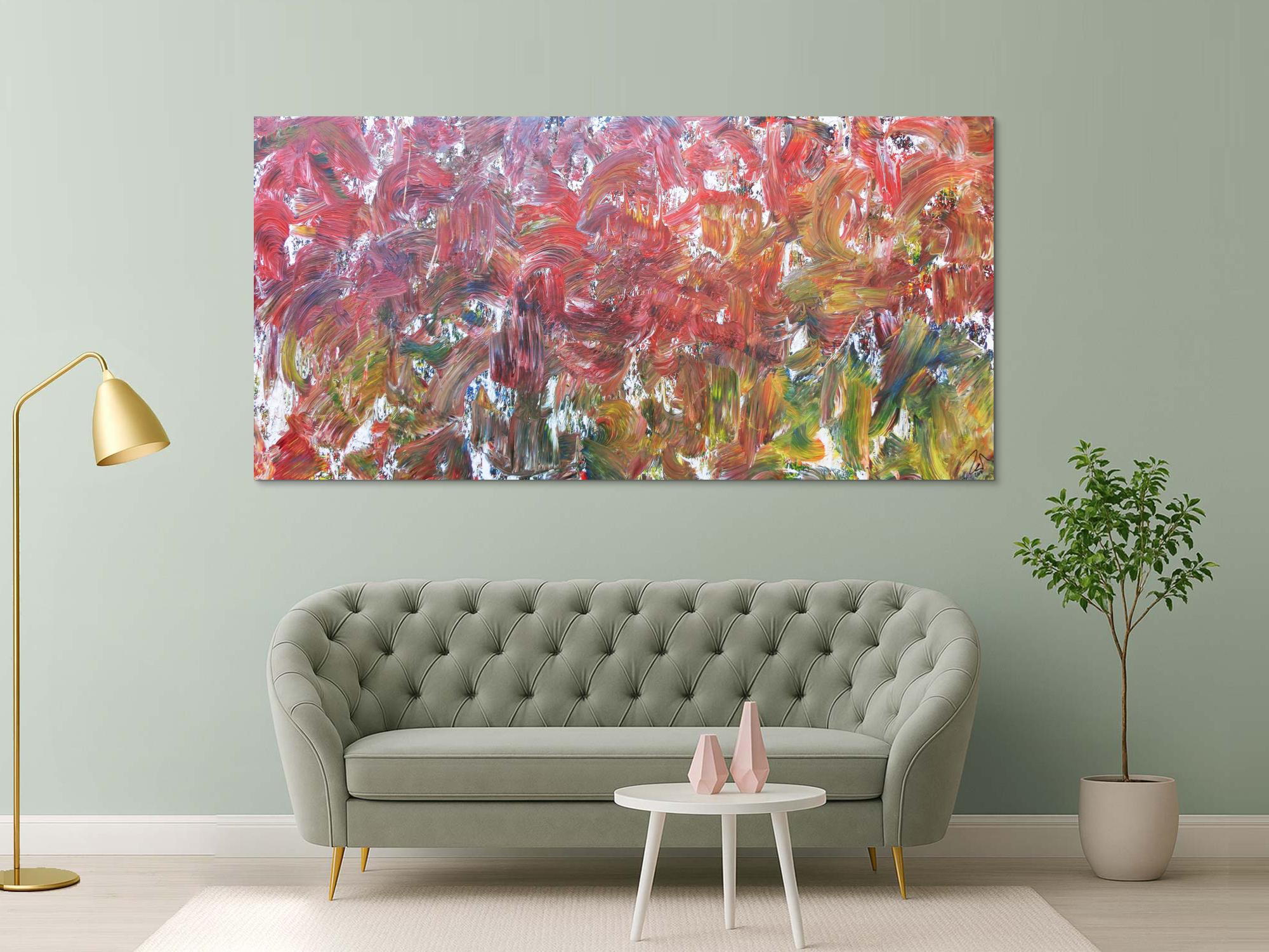 Sehr buntes abstraktes Acrylbild viele bunte Farben sehr modern