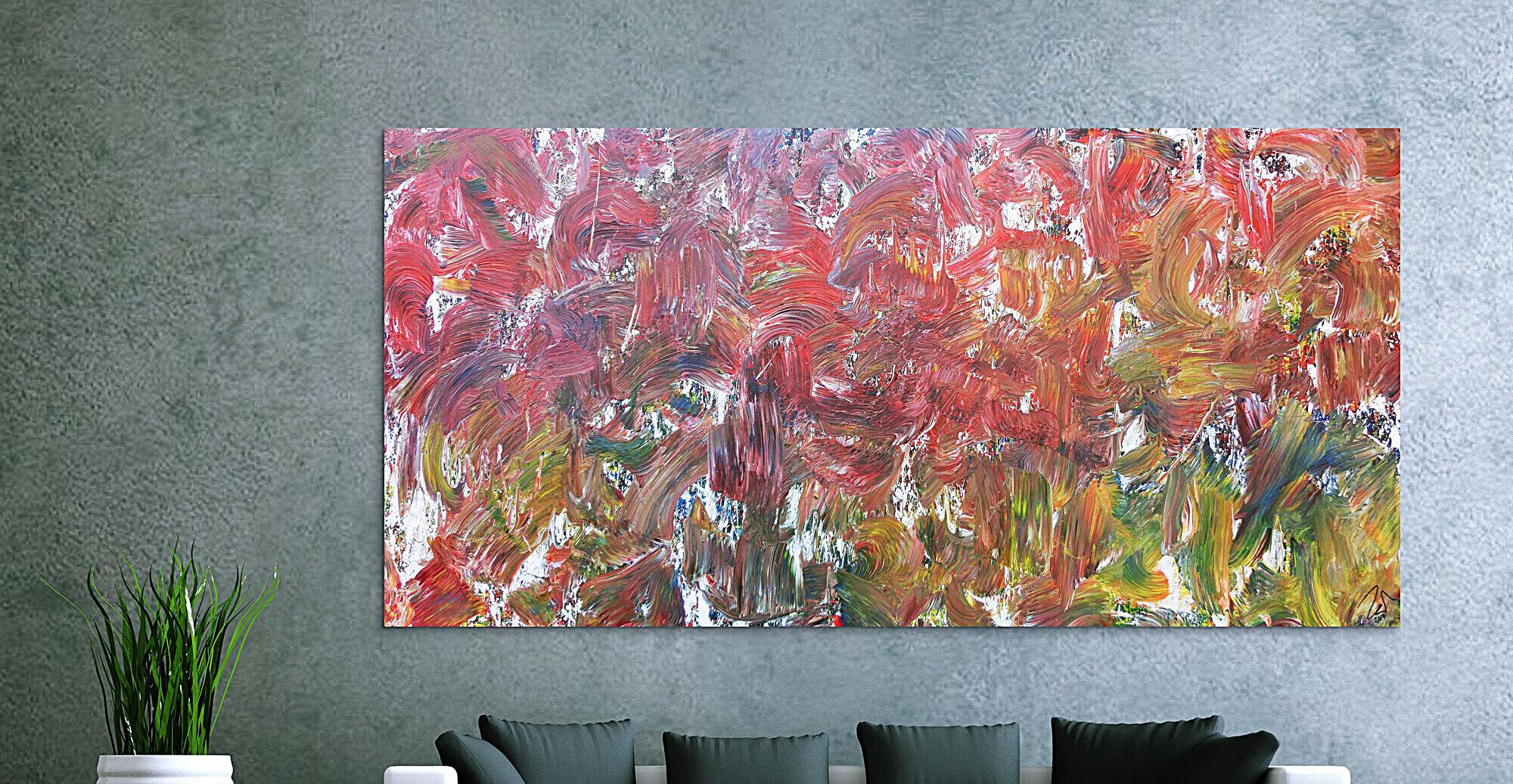 Sehr buntes abstraktes Acrylbild viele bunte Farben sehr modern