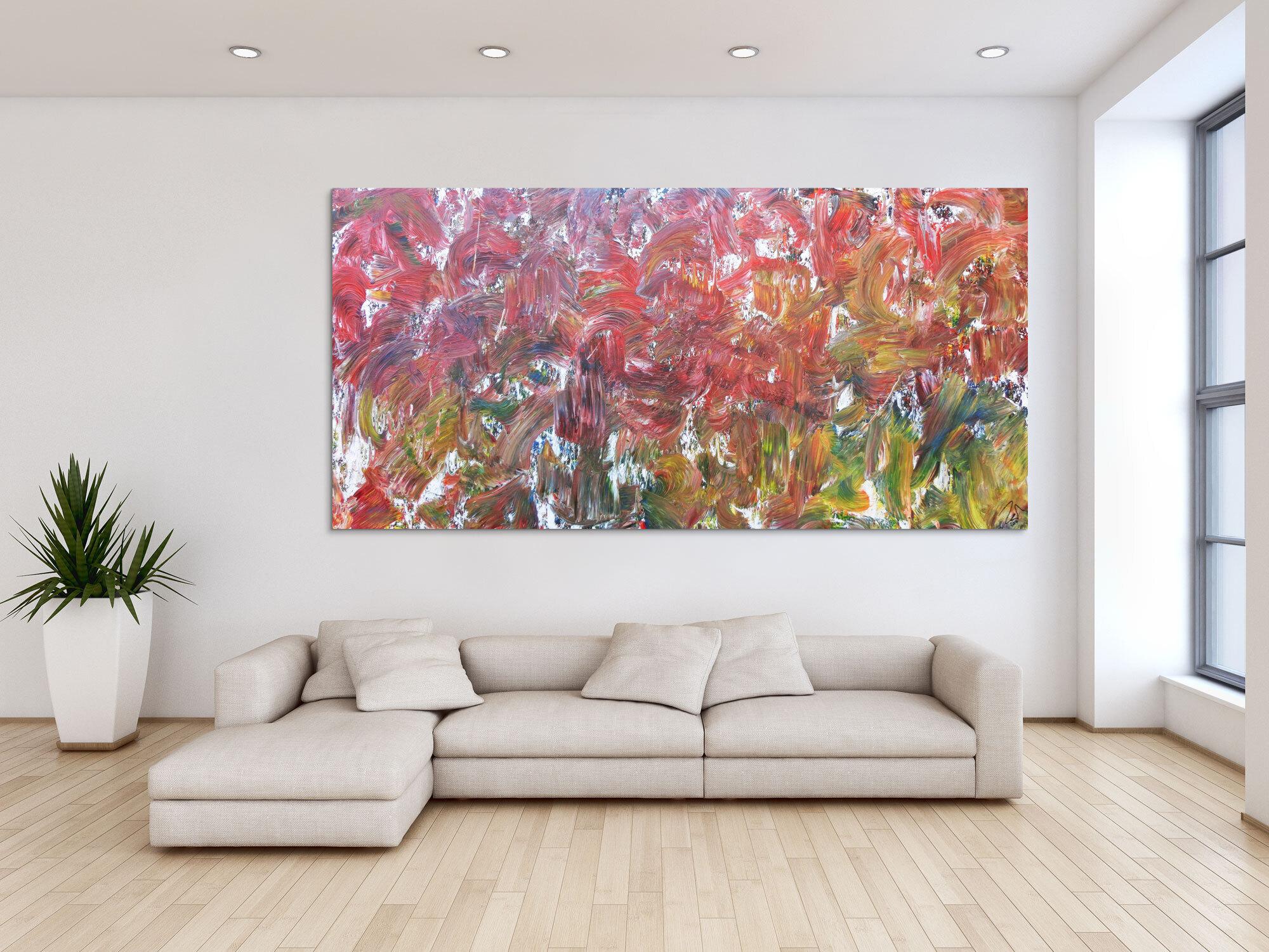 Sehr buntes abstraktes Acrylbild viele bunte Farben sehr modern