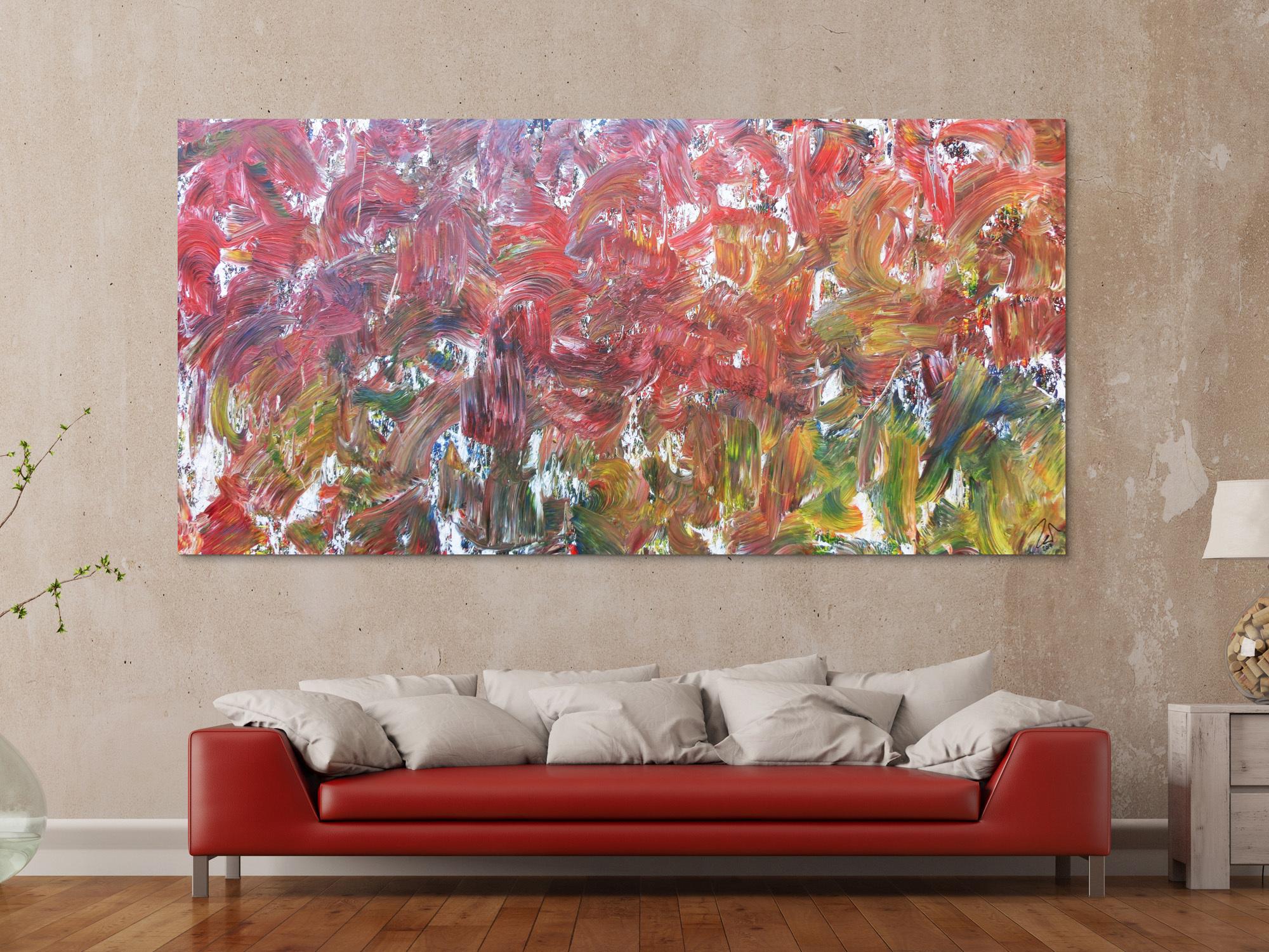 Sehr buntes abstraktes Acrylbild viele bunte Farben sehr modern