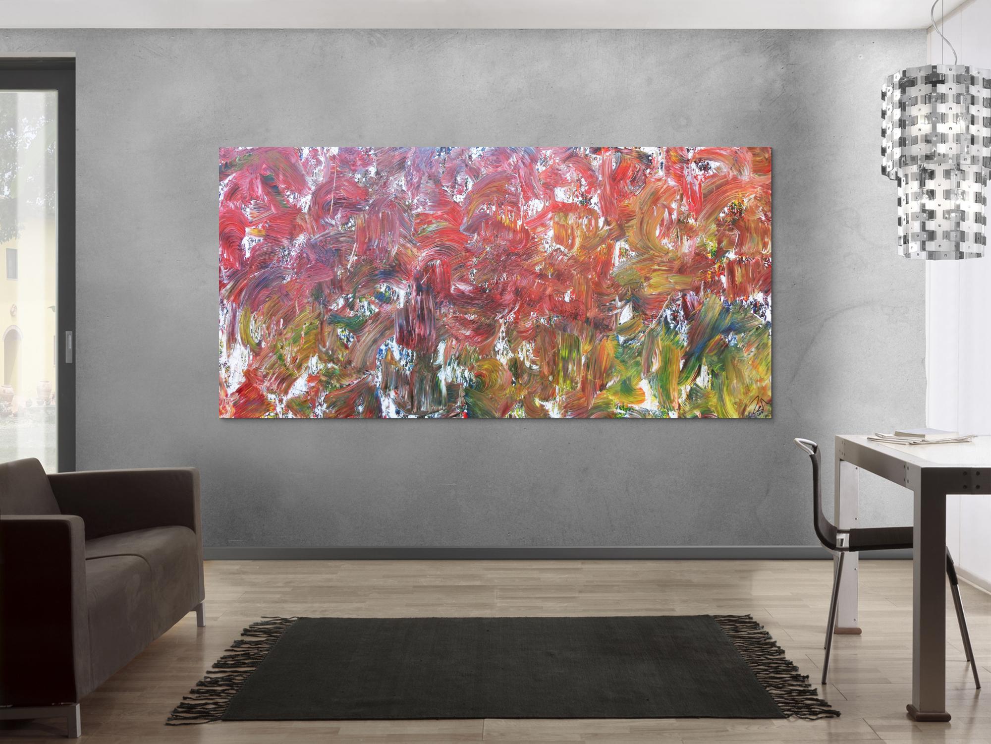 Sehr buntes abstraktes Acrylbild viele bunte Farben sehr modern