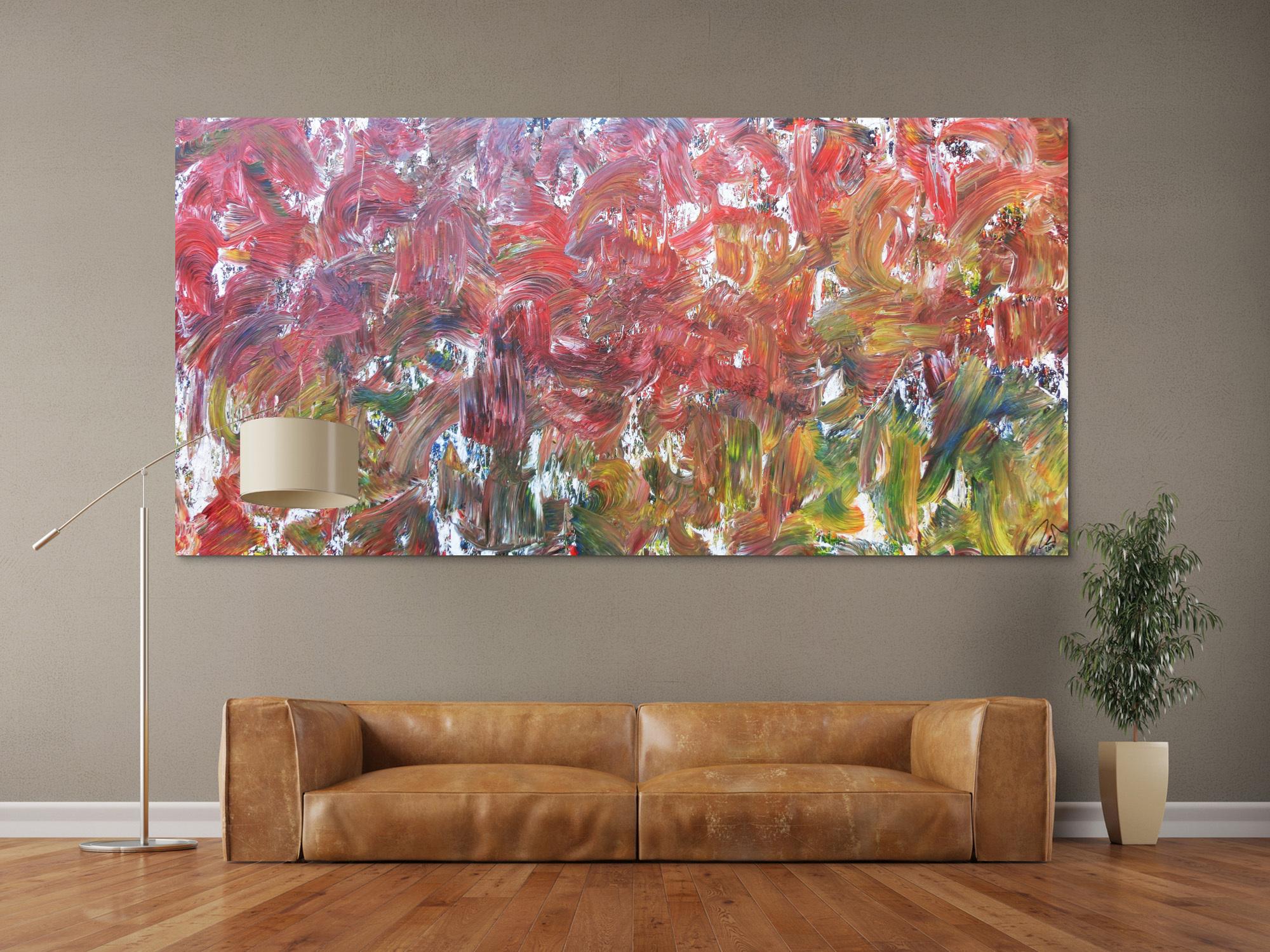 Sehr buntes abstraktes Acrylbild viele bunte Farben sehr modern