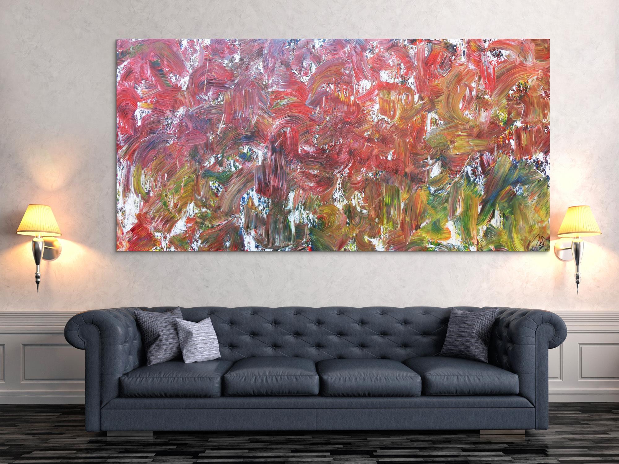 Sehr buntes abstraktes Acrylbild viele bunte Farben sehr modern