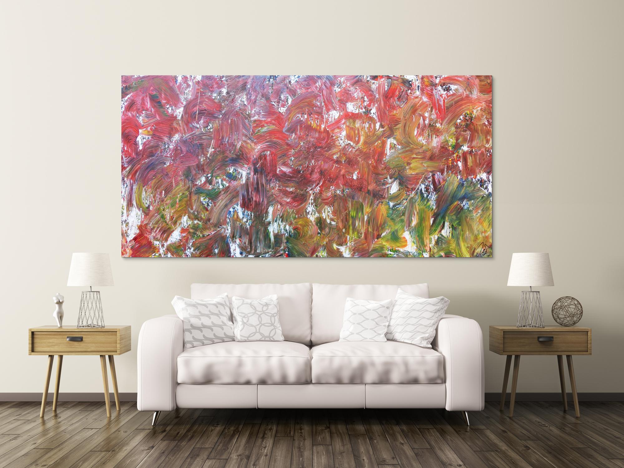 Sehr buntes abstraktes Acrylbild viele bunte Farben sehr modern